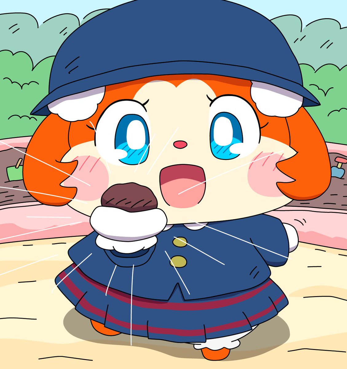 koyamaru3's tweet photo. 「おまんじゅう（泥団子）作ったから食べてほしいリン♪」
久々に幼稚園児ポカリン描いたです〜
#ここたま #cocotama https://t.co/xgDLwwizEz