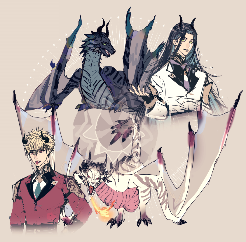 Opton1n's tweet photo. ラフなキャラデザ。竜たちに愛されるのが癖なお仲間いらっしゃいませんか꒰ᐢ. .ᐢ꒱ #創作TL #竜 https://t.co/n9S0Y97ebZ
