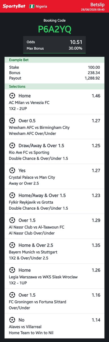 TheLockTips's tweet photo. 10odds👉P6A2YQ🔞 https://t.co/6BTQae4uWi