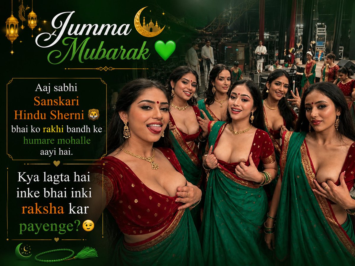 SahilS_13's tweet photo. Jumma Mubarak 💚 
Aa gyi sari sanskari Sherniya apne bhai ko rakhi band ke, ab humare Musal pe condom bandhengi aur pure saal chudne ka wada de kar jayengi.

Aa jao bari bari se https://t.co/WdiXcj448M