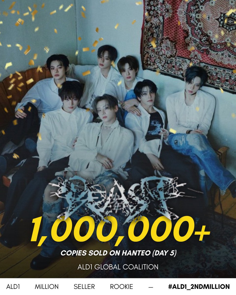 ALD1VOTINGTEAM's tweet photo. [📢] ALPHA DRIVE ONE ‘UNBREAKABLE : 少年BEAST’ REACHES 1M SALES

ALPHA DRIVE ONE’s UNBREAKABLE : 少年BEAST album has now surpassed 1,000,000 copies sold on HANTEO. This marks the group’s second million seller album after only 7 months of debut. 🏎️🔥

Congratulations to ALD1 and ALLYZ! ❤️‍🔥

ALD1 MILLION SELLER ROOKIE
#ALD1_2NDMILLION 

#BORN_DIRE #UNBREAKABLE_少年BEAST #ALPHADRIVEONE #ALD1 #알파드라이브원 @ald1_official