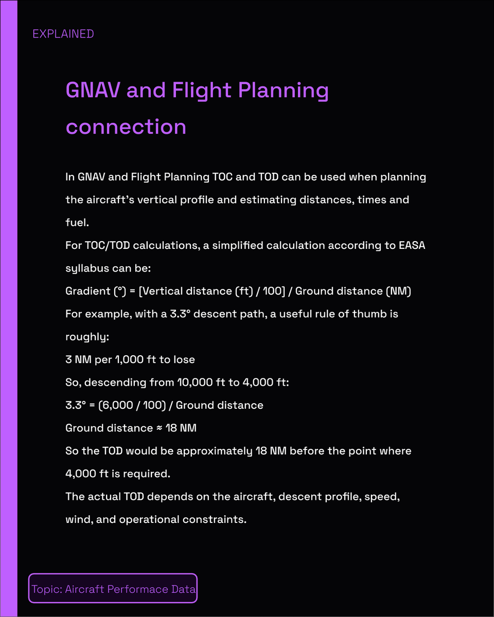 AVIATIONEXAM's tweet photo. ✈️TOC vs TOD — Know the Difference!
Two important points in your flight profile:
🔺 TOC — Top of Climb
🔻 TOD — Top of Descent
Easy to remember:
TOC = Climb ends⬆️
TOD = Descent starts⬇️
📚Save this for your GNAV revision!
#ATPL #PPL #PilotTraining #AviationExam #StudentPilot https://t.co/UQ8iC45lx7