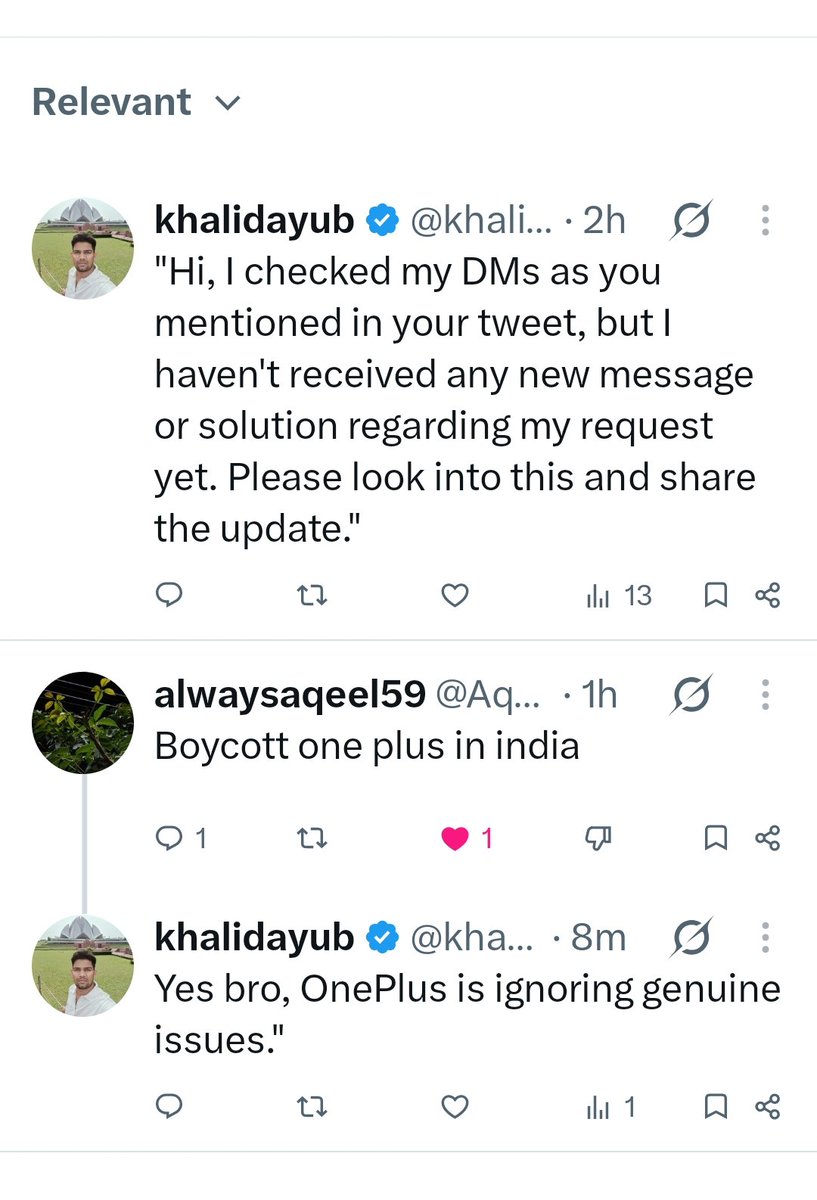 khalidayububrf's tweet photo. Terrible after-sales service by @onepluscareIN and @OnePlus_Support! They just close genuine customer complaints with a fake "no fault detected" report and claim a "final solution" has been provided when nothing is resolved.
Other users are also facing the exact same issue (attached screenshots as proof).
@ConsumerAffairs @GyanTherapy @TechnicalGuruji @tech_burner, please help expose this poor service.
NCH Case ID: 10027024