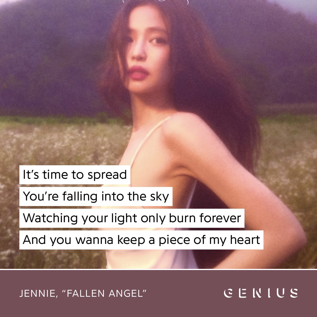 Genius_kor's tweet photo. Yeah, your AI can’t copy, ‘cause the OG is back! #JENNIE (@jennierubyjane) returns with brand new songs! Check out the lyrics to “FALLEN ANGEL” and “HEAVEN” on Genius now! 

#FallenAngel #JENNIE #제니 

🔗 https://t.co/wmRdsMDBuT https://t.co/A8AUSQ4qHe