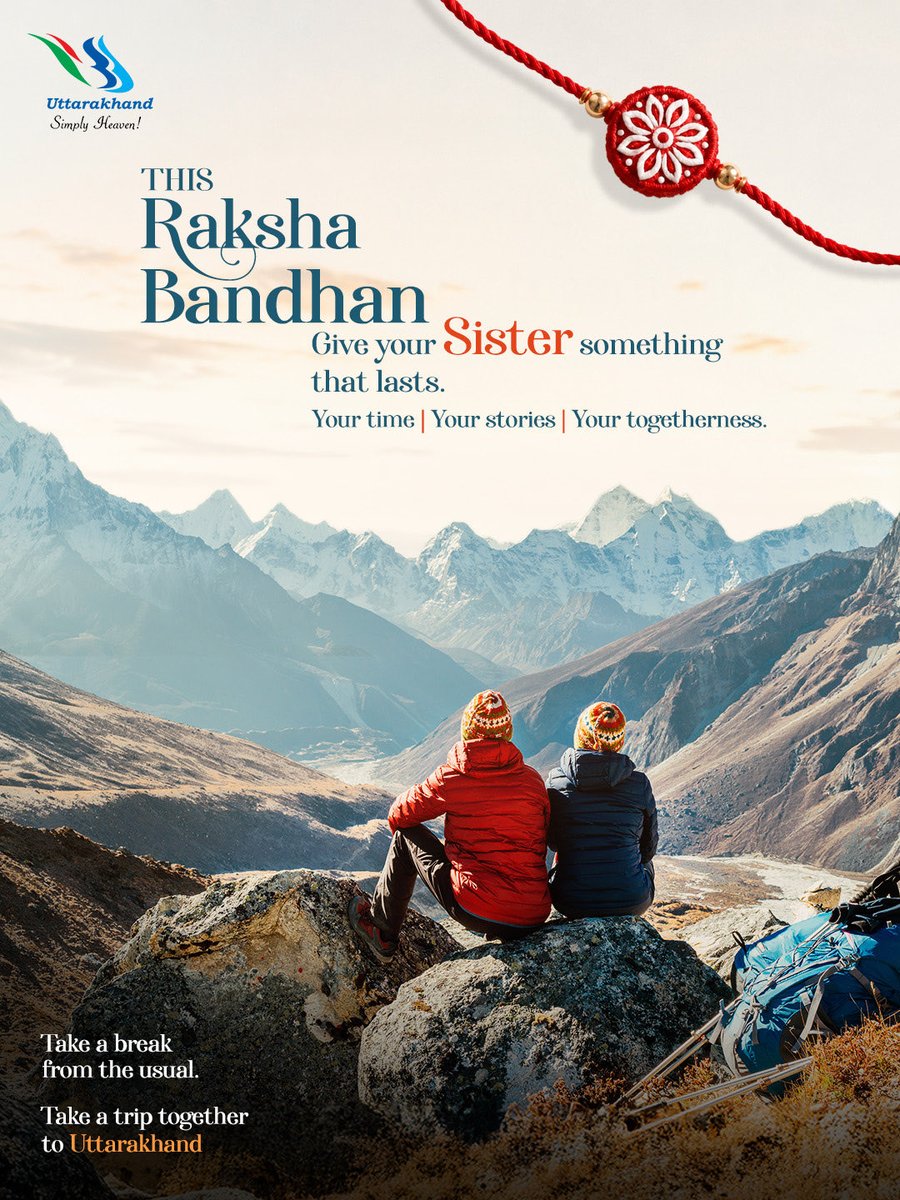 UTDBofficial's tweet photo. This Raksha Bandhan, trade the usual gifts for a little time together — a road trip, mountain views, shared laughs and memories you’ll keep coming back to.

Take your sibling to Uttarakhand. Make the bond even more special. 

#RakshaBandhan #Uttarakhand #SimplyHeaven https://t.co/e9R3p2rd2l