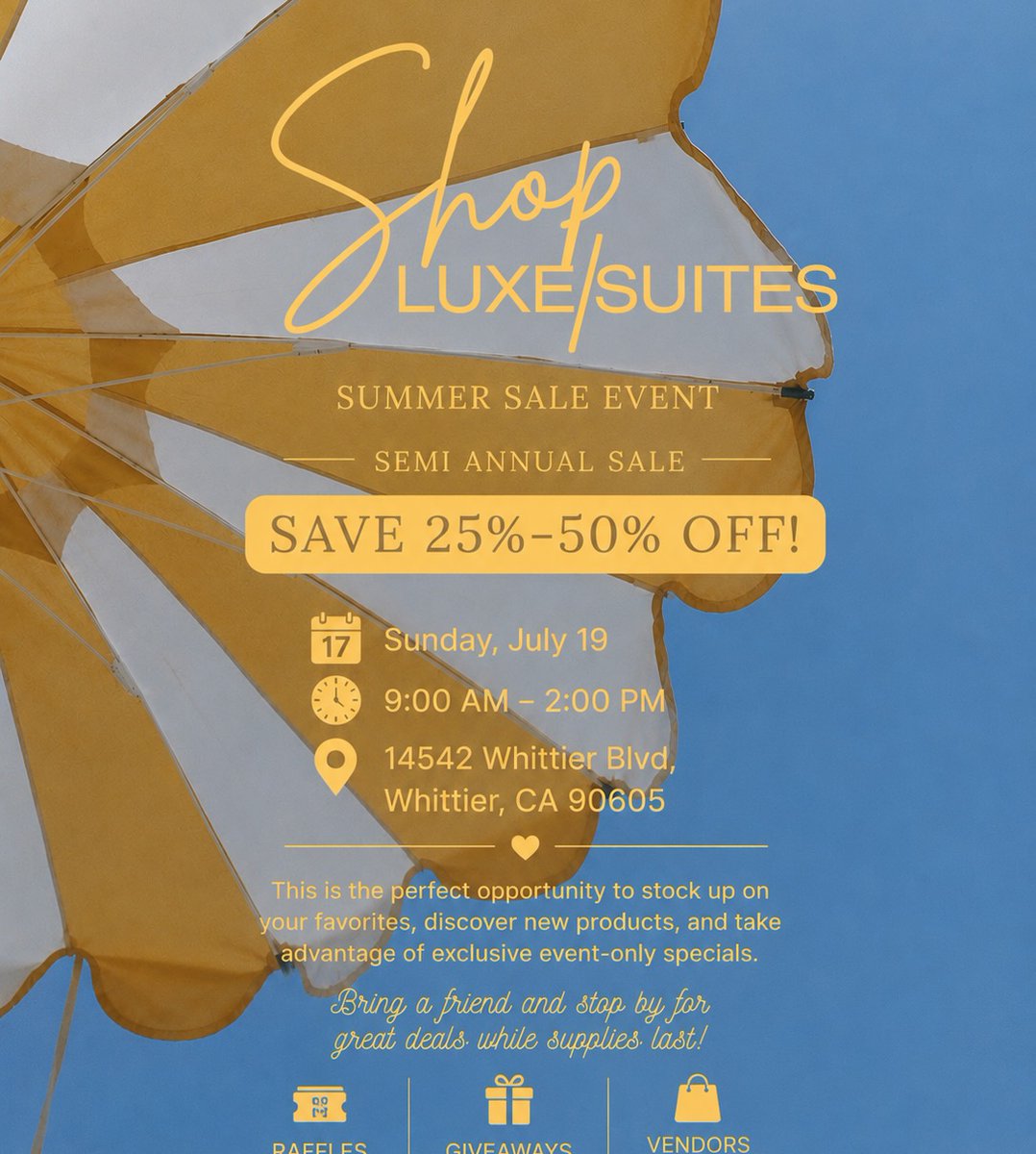 whiskyups's tweet photo. SUMMER SALE EVENT

Our biggest Semi-Annual Sale is here: 25%–50% off storewide plus $45 permanent jewelry. Enjoy giveaways, raffles, local vendors, pizza, coffee, matcha, facials, engraving, flowers, and more. Sunday, July 19, 9 AM–2 PM
14542 https://t.co/VIH51Snn3U