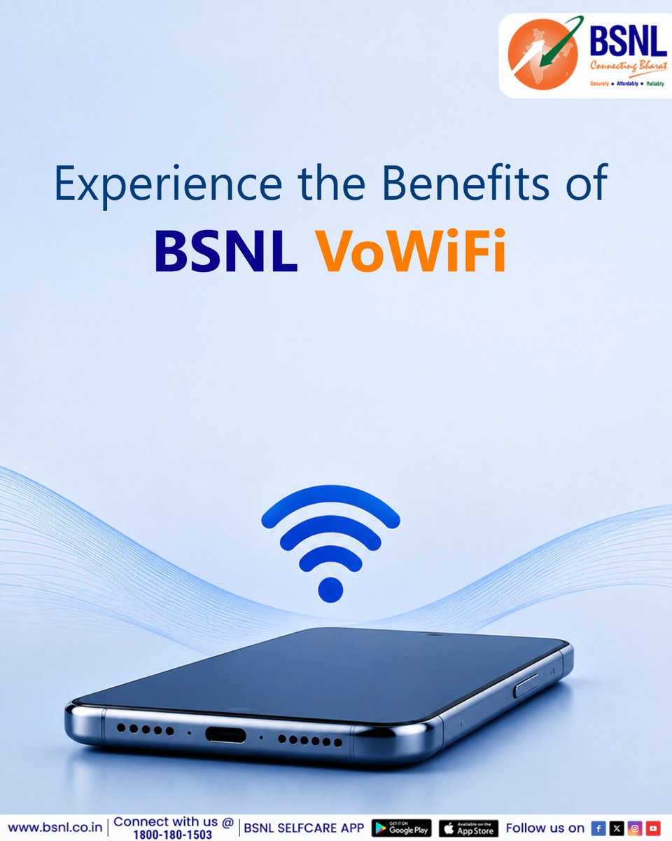 BSNLCorporate's tweet photo. Stay Connected with Confidence

#BSNLIndia #StayConnected #InternetForEveryone #DigitalLife #IndiaOnline #BSNLServices #SmartIndia #EverydayConnectivity #bsnlvowifi @CMDBSNL @robertravi21 https://t.co/LtYNVjfyYa