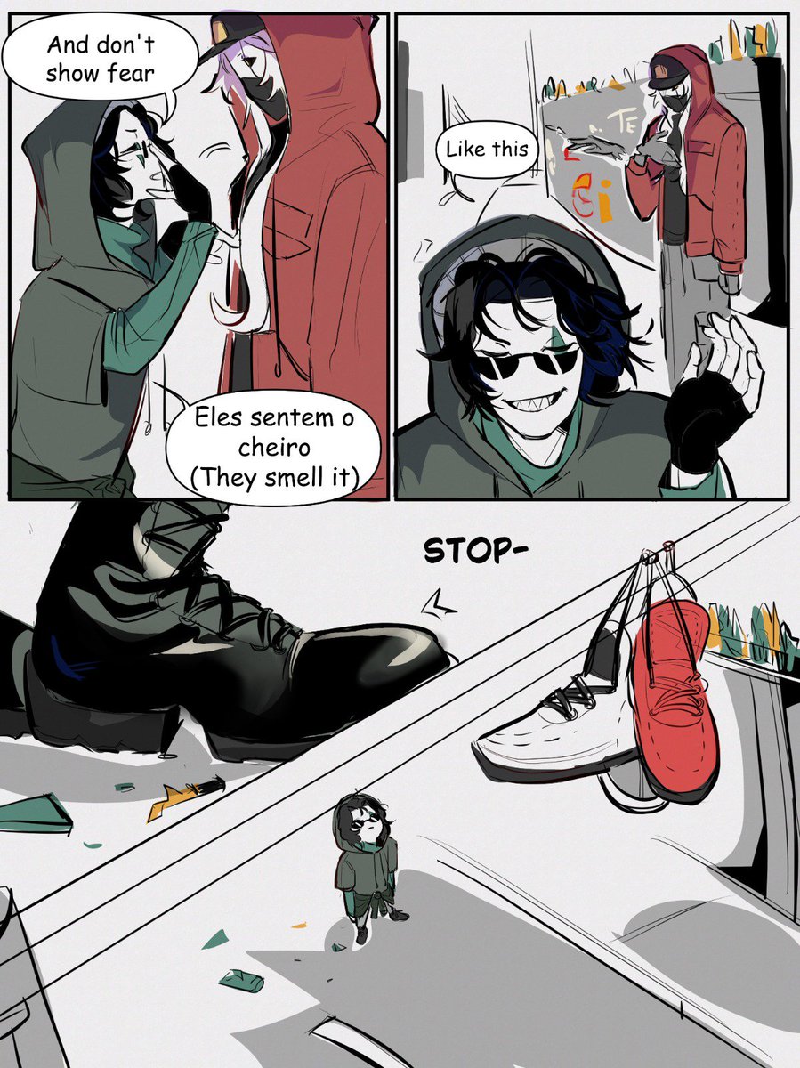 Leyla_S_C's tweet photo. Hey, hey, hey!
There are places where hanging shoes from power lines signals the presence of a criminal gang or drug dealing.
I missed making funny faces.
#tfc #thefreakcircus #comic #minicomic https://t.co/E159UEpbJ8