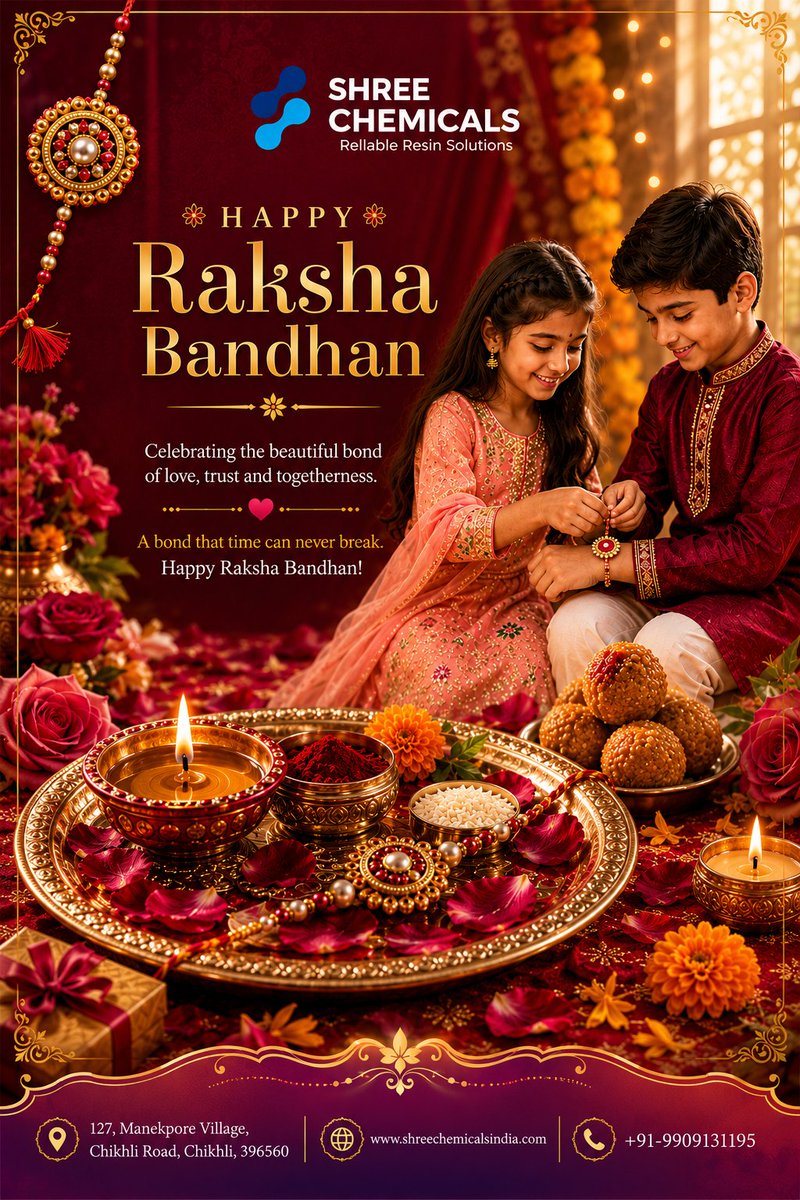 ShreeChemtrx's tweet photo. Celebrating a bond built on love, trust and togetherness. ❤️

May this Raksha Bandhan bring happiness, prosperity and beautiful memories to every family.

Happy Raksha Bandhan!

#RakshaBandhan #HappyRakshaBandhan #BondOfLove #SiblingLove #ShreeChemicals https://t.co/btbduOTl1R