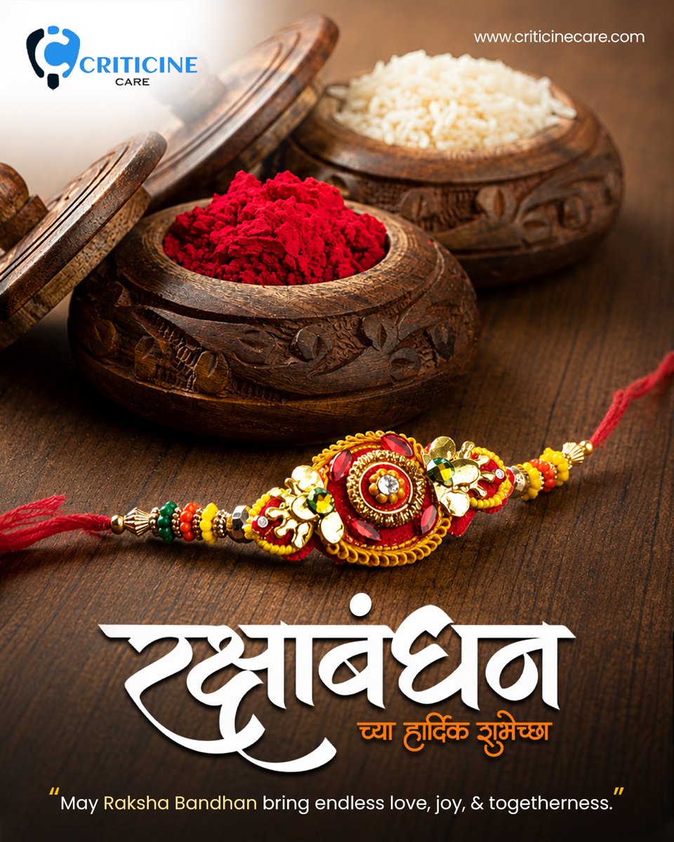 CriticineC's tweet photo. A simple thread, a priceless bond. 🪢❤️

May this Raksha Bandhan fill your life with love, joy &amp; togetherness.

Happy Raksha Bandhan from Criticine Care!

#RakshaBandhan #Rakhi #SiblingLove #CriticineCare https://t.co/MZvLx6udaP