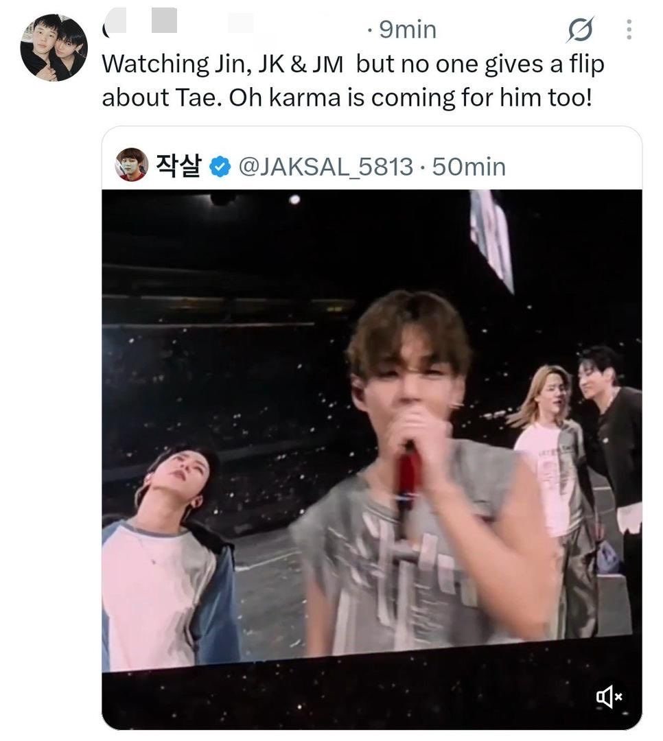 taes_studio's tweet photo. Karma? What karma?? You mean how yall spent months whining and crying bc your fave wasn’t included in the butter trio segment that gets hyped every tour stop, but the moment your fave gets a crumb and gets to be included bc the company works the most in Jimid’s favor, yall have the audacity to act bold. Mind you this was the most boring butter trio to date and even the other members solos say it felt forced and awkward and was the worst one yet. The nerve of you pigs