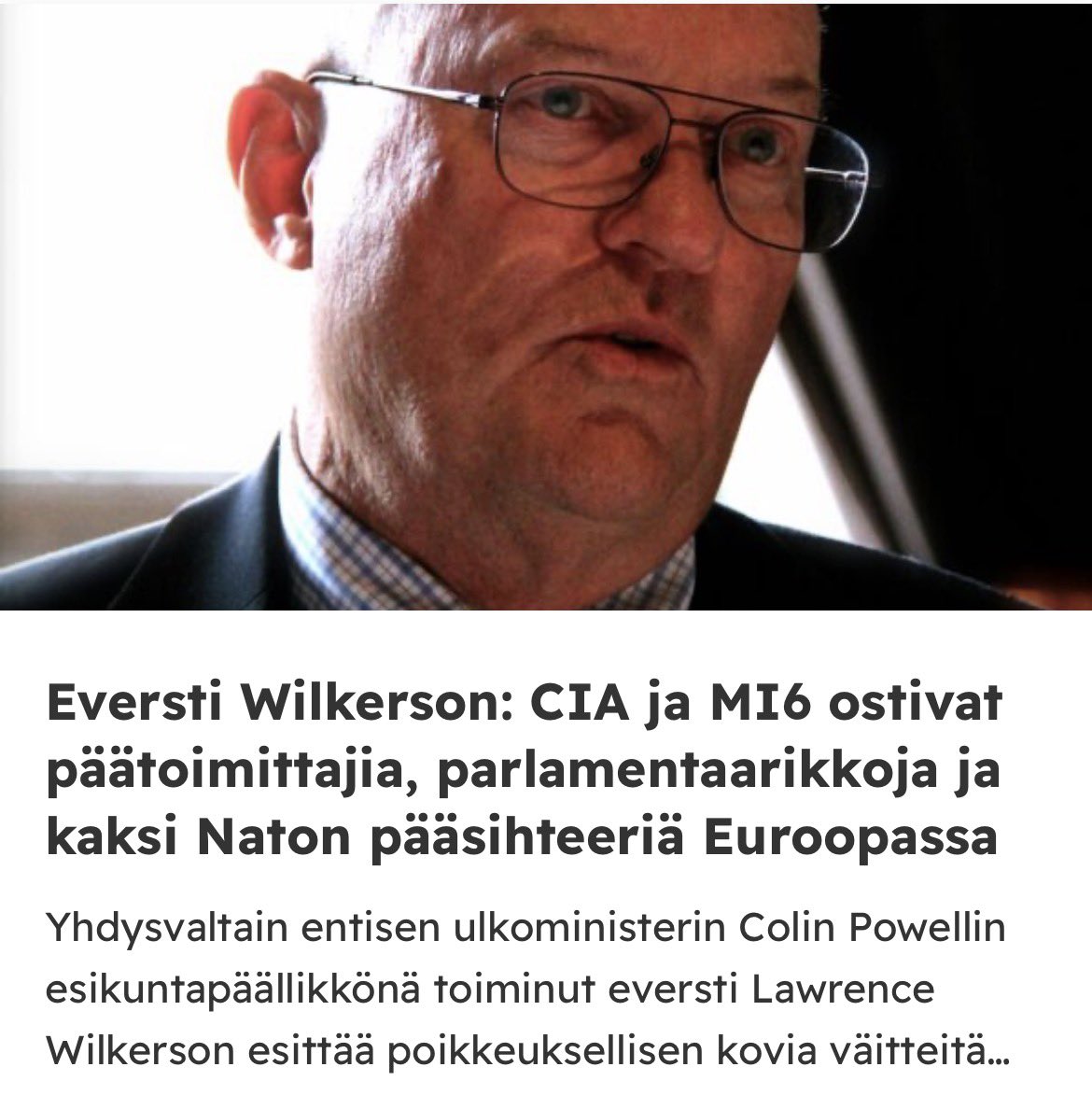 Samuel_Gryning's tweet photo. Todella merkittävä ulostulo!!

”Ostimme kaksi pääsihteeriä, Jens Stoltenbergin ja Mark Rutten”, Wilkerson sanoo.

https://t.co/ScgYFIYEhl https://t.co/VXe7dvdmlN
