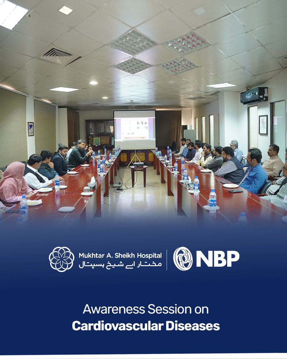 mashospitalx's tweet photo. An insightful Cardiac Health Awareness Session was conducted for the employees of National Bank of Pakistan, led by Dr. Tariq Abbas, Consultant Cardiologist, MASH.

#MASHCares #CardiacHealth #HeartHealth #HeartDiseasePrevention #NationalBankOfPakistan https://t.co/wOH3fzs4Fk