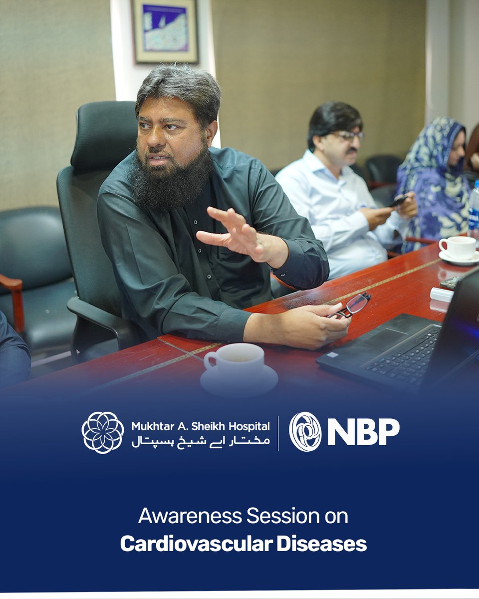 mashospitalx's tweet photo. An insightful Cardiac Health Awareness Session was conducted for the employees of National Bank of Pakistan, led by Dr. Tariq Abbas, Consultant Cardiologist, MASH.

#MASHCares #CardiacHealth #HeartHealth #HeartDiseasePrevention #NationalBankOfPakistan https://t.co/wOH3fzs4Fk