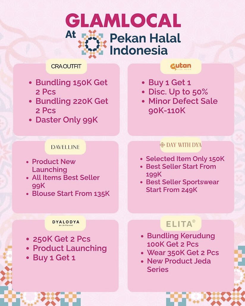 prelovedsabit's tweet photo. JASTIP GLAMLOCAL At Pekan Halal Indonesia ‼️😻

HaloOo! Besok aku mau kesana, ada yang mau jastip? Bisa banget, langsung aja DM aku ya join grup 💌
💸 Fee jastip MURAH!
🚚 Pengiriman FREE ONGKIR! https://t.co/j10qf8AM3V