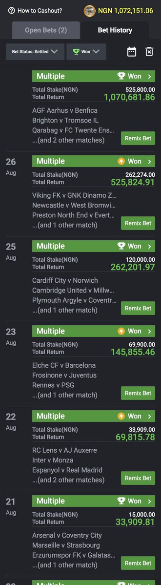 Girlpunter's tweet photo. We started this journey with 15K and a simple goal: 2 odds daily for 7 days.

6 days later, we’re at ₦1M. 💰

I’ve decided to stop the challenge here and secure the result rather than chase the remaining ₦1M.

One thing this journey has taught me: consistency + discipline can take you further than rushing.

Thank you to everyone who followed this journey from Day 1. ❤️🙏

₦15,000 TO  ₦1,000,000. What a journey! 🚀

JOIN MY TELEGRAM FOR THE NEXT CAMPAIGN 👉 https://t.co/mjl5EQburf