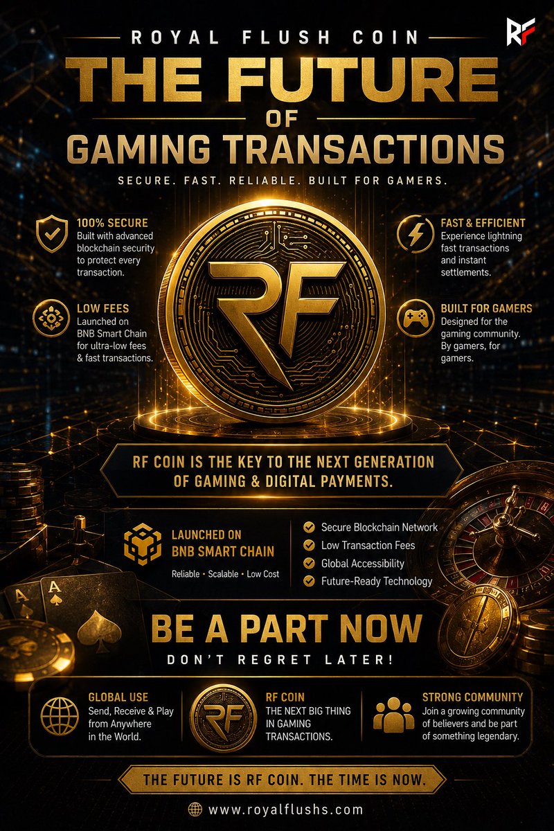 RoyalFlush2050's tweet photo. Rise of Royal Flush ( Token ) which is going to rule gaming transaction .. Join our community ☀️ 

Join Telegram- https://t.co/ic3ykFmsjx

Website - https://t.co/LBmeMuhZE2

#royalflush #RFcoin #CryptoCasino #Cryptocasino #cryptocurrencies #newcrypto #gamingcoin #usdt #cryptogame https://t.co/HKglWJcvgq