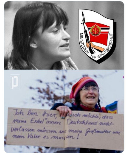 MatthiasHartel's tweet photo. Da wir gerade alle so heftig über den Fall Hüber diskutieren, so sollte diese zweite tapfere SED - Genossinnen natürlich auch nicht vergessen werden.

Da haben wir Maja Wiens, eine der führenden Figuren der „Omas gegen Rechts“ in Berlin.

Von 1978 bis 1983 arbeitete sie als inoffizielle Mitarbeiterin „IM Marion“ für die Staatssicherheit der DDR. Sie bespitzelte und verriet Bekannte, Freunde und Oppositionelle – darunter Leute aus der Friedens- und Umweltbewegung.

Von sich selbst sagte sie 1996 in der taz wörtlich:  „Ich war eine schlimme Inoffizielle Mitarbeiterin.“

Heute positioniert sie sich als moralische Instanz im Kampf gegen „Faschismus, Rassismus und Rechts“.

Die Berliner Gruppe erhält Fördergelder aus Steuermitteln – u. a. über das Bundesprogramm „Demokratie leben!“ des Familienministeriums.

Als jemand, der selbst in DDR-Haft saß und die Stasi-Überwachung erlebte, sage ich:  Solche Biografien werfen Fragen auf.

Wie kann jemand, der früher Menschen denunzierte, heute mit staatlicher Unterstützung als „Demokratie-Wächterin“ auftreten?

Ist das Aufarbeitung – oder einfach nur Seitenwechsel im selben Systemdenken?

Sie sind überall, die SED und die STASI lebt und wird von diesem Staat begünstigt, wo es nur geht.