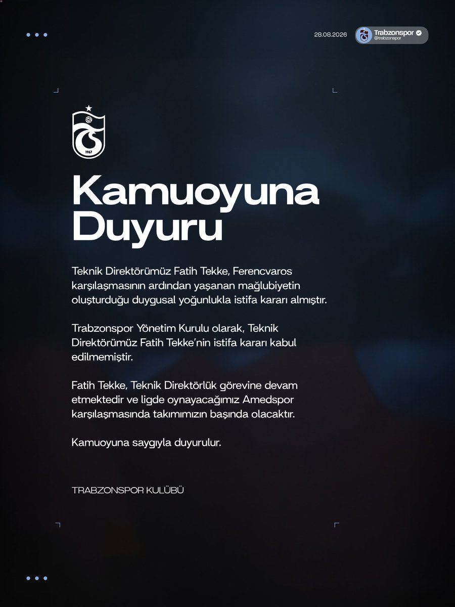 BUARADAN's tweet photo. SONDAKİKA 🚨Trabzonspor kulübünden gelen açıklama https://t.co/KV5OJTfQRY