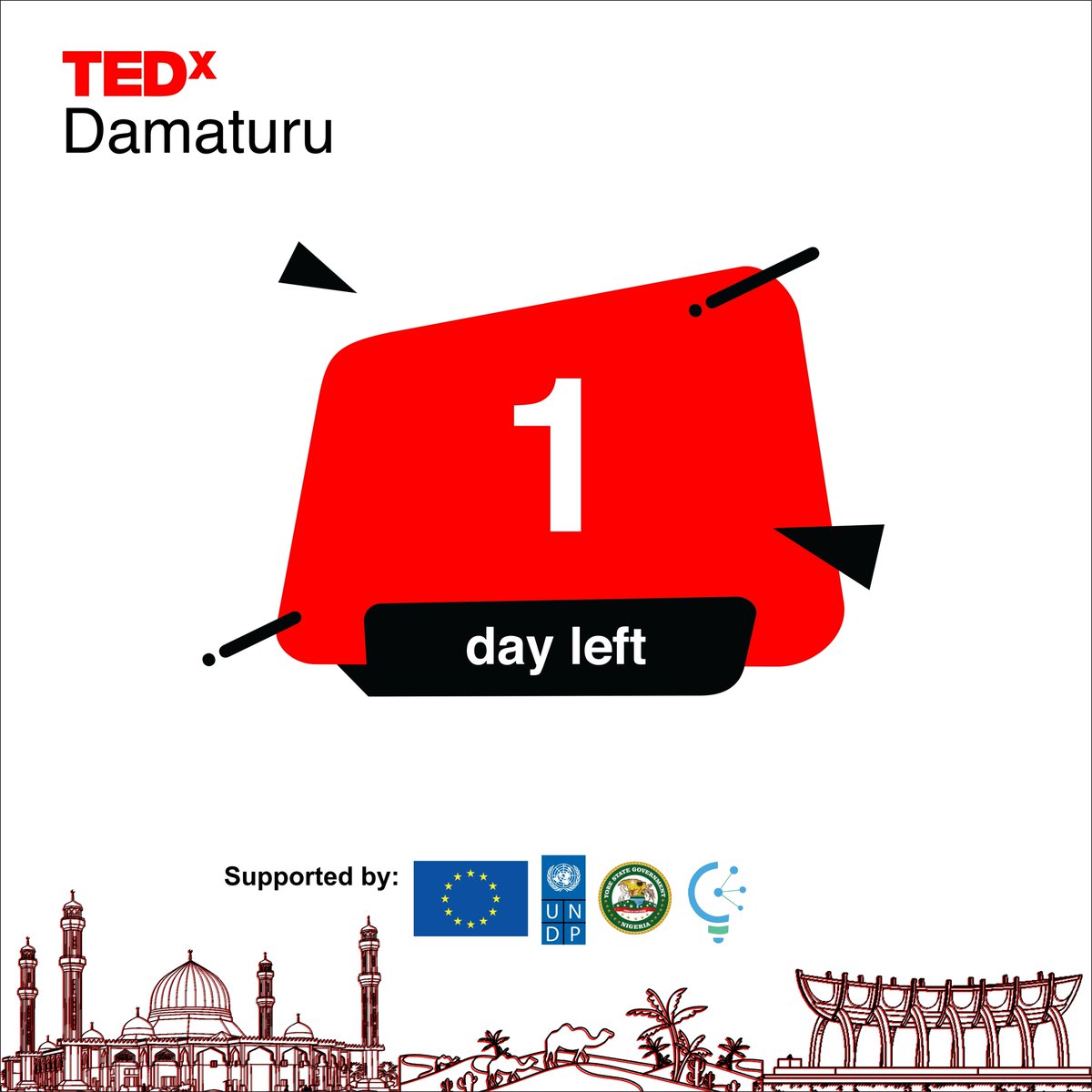 TEDxDamaturu's tweet photo. Tomorrow, Recoupling moves from an idea to an experience. From words on a flyer to voices in a room. From a theme to a conversation that could change how we see, connect, and move forward.

The stage is almost ready. 🥳
Are you? 

TEDx Damaturu 2026.

See you tomorrow. ❤️ https://t.co/GnhimCBXIw