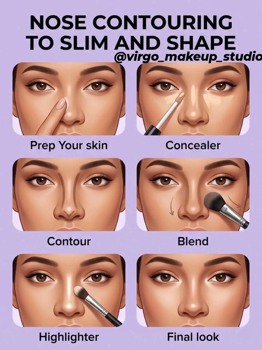 TaylorBertft7o's tweet photo. Slimmer nose in 5 easy steps, no surgery needed. 1. Prep: Cleanse + moisturize
2. Concealer: Center mein straight line
3. Contour: Dono sides pe thin lines
4. Blend: Softly blend karein
5. Highlighter: Bridge pe glow add karein

Pro tip: Contour 2 https://t.co/8aTA2jw9L7