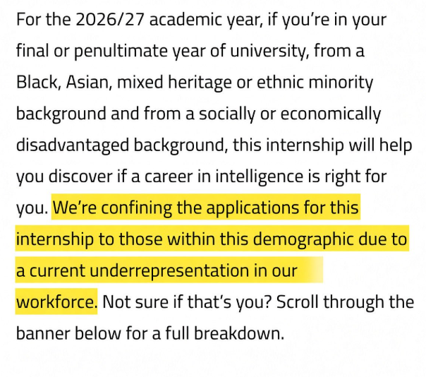 BasilTheGreat's tweet photo. 🚨NEWS: Mi5 has been heavily criticised after it was revealed it was excluding graduates if they are white

The racism against white people is disgusting

Mi5 must be held to account for this https://t.co/Gv6GwwktmH