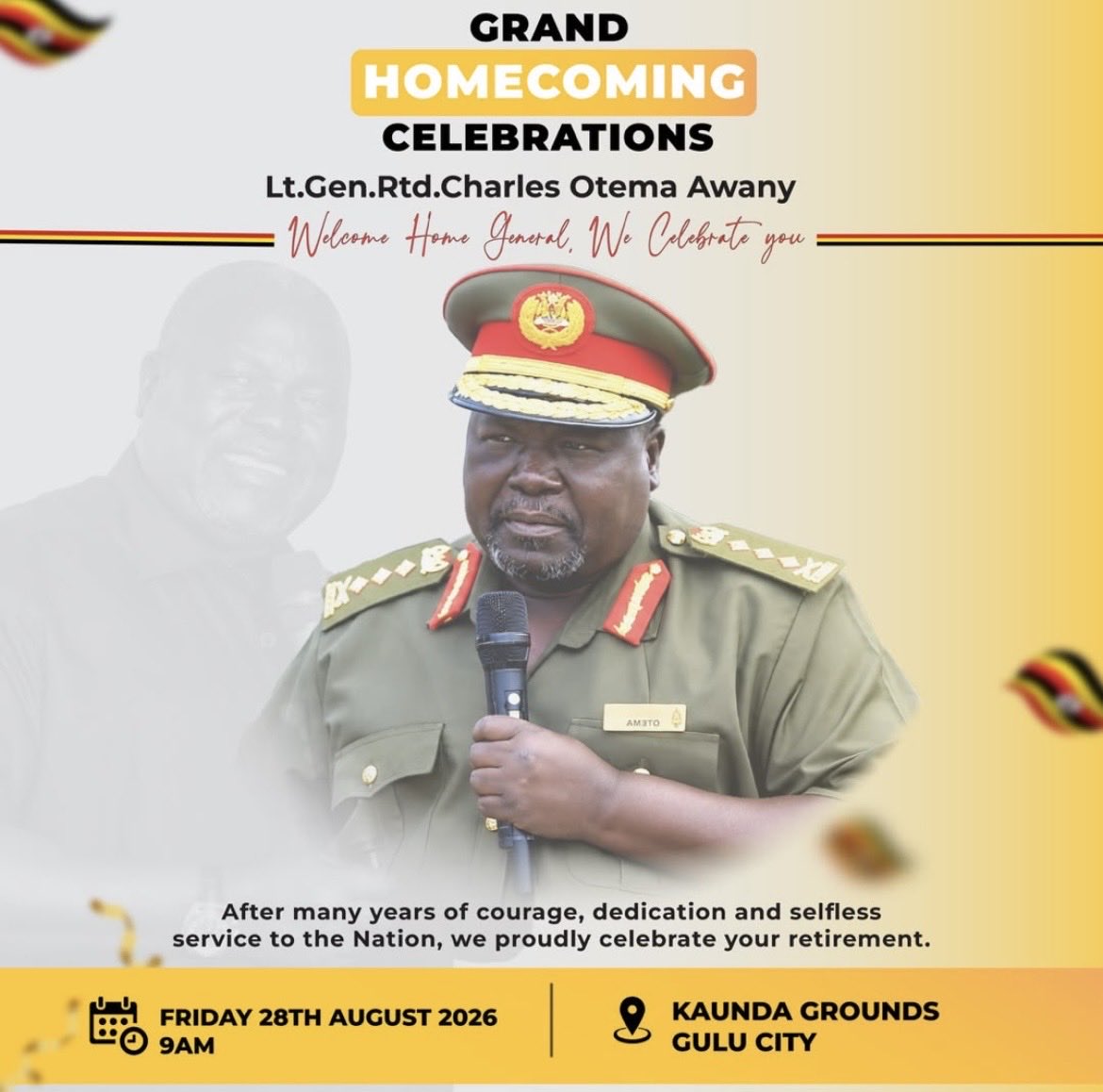 HopestarAkdo3i's tweet photo. Salutation Lt Gen (Rtd) Charles Otema Awany
Thank u4 urdistinguished service 2 Uganda & 4 inspiring us as young people. Ur dedication,discipline,& sacrifice 4 peace in acholi, Uganda the entire world will forever be honored
Congrats on a well deserved homing
Apwoyo #otemaawany https://t.co/bdoyZBb5x2