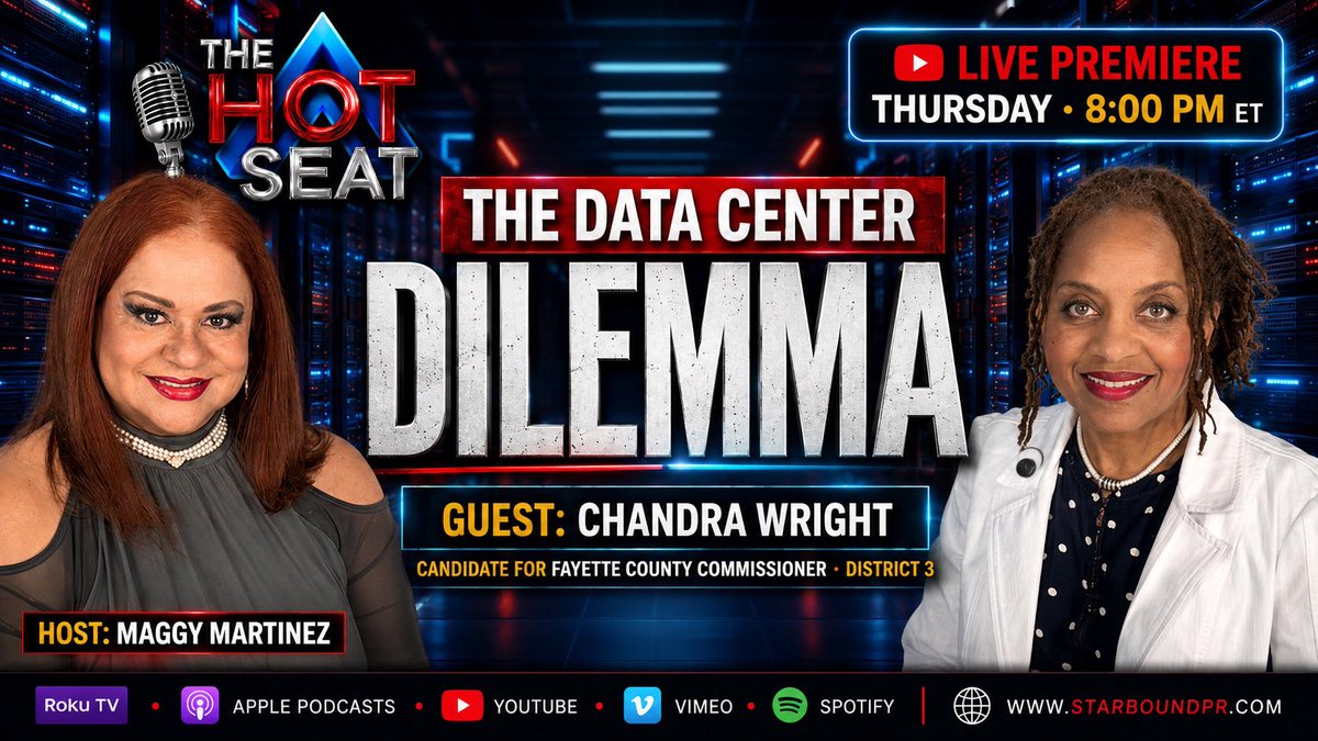 starboundpr's tweet photo. Tune in and listen to our next Commissioner District 3 for Fayette County, Chandra Wright. Also, available on ROKU TV.
Link to the show.
https://t.co/8Plxr2fbPQ https://t.co/mGeWxoK1qo