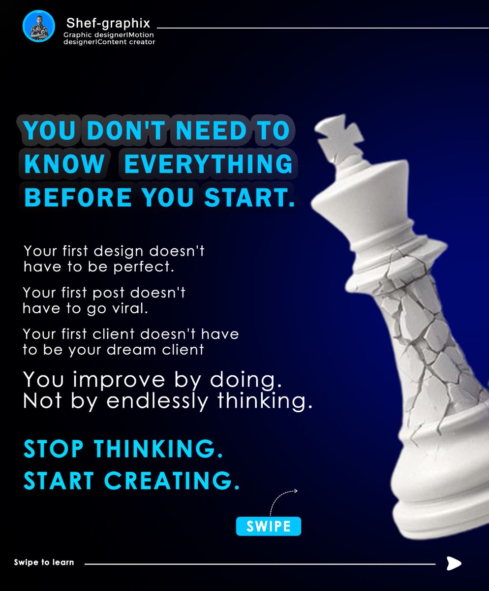 Shef_graphix's tweet photo. 3 things killing your progress as a designer. 🎨
You might be doing them without even realizing it.
Swipe through to find out ➡️
#GraphicDesign #DesignTips #CreativeDesign #shefgraphix https://t.co/yy585tCSAe