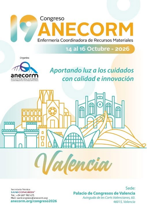 EnfiNet's tweet photo. El 19º Congreso Nacional de ANECORM (Asociación Nacional de Enfermería Coordinadora de Recursos Materiales), tendrá lugar en la ciudad de Valencia, del 14 al 16 de octubre de 2026.
https://t.co/5JSrR0ClZR https://t.co/SPPc892Tjg