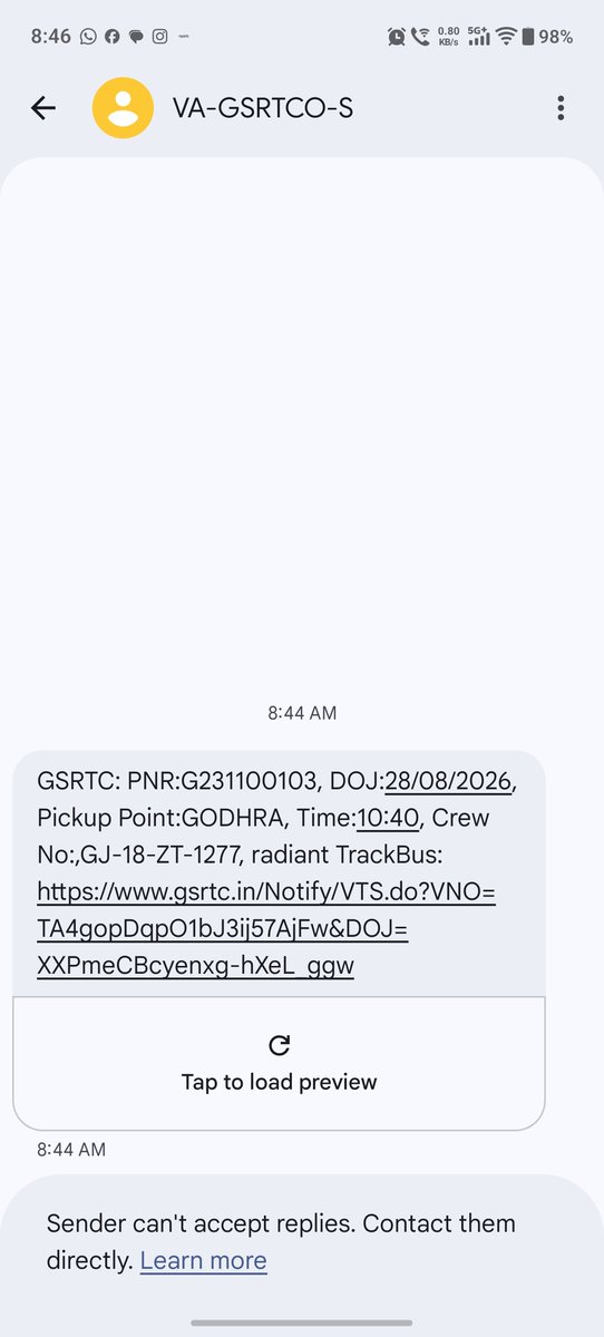 arvindkumarhada's tweet photo. @OfficialGsrtc @narendramodi @CMOGuj @sanghaviharsh @pravinmalibjp You can check Text message as  proof https://t.co/HbL4zw1fjQ