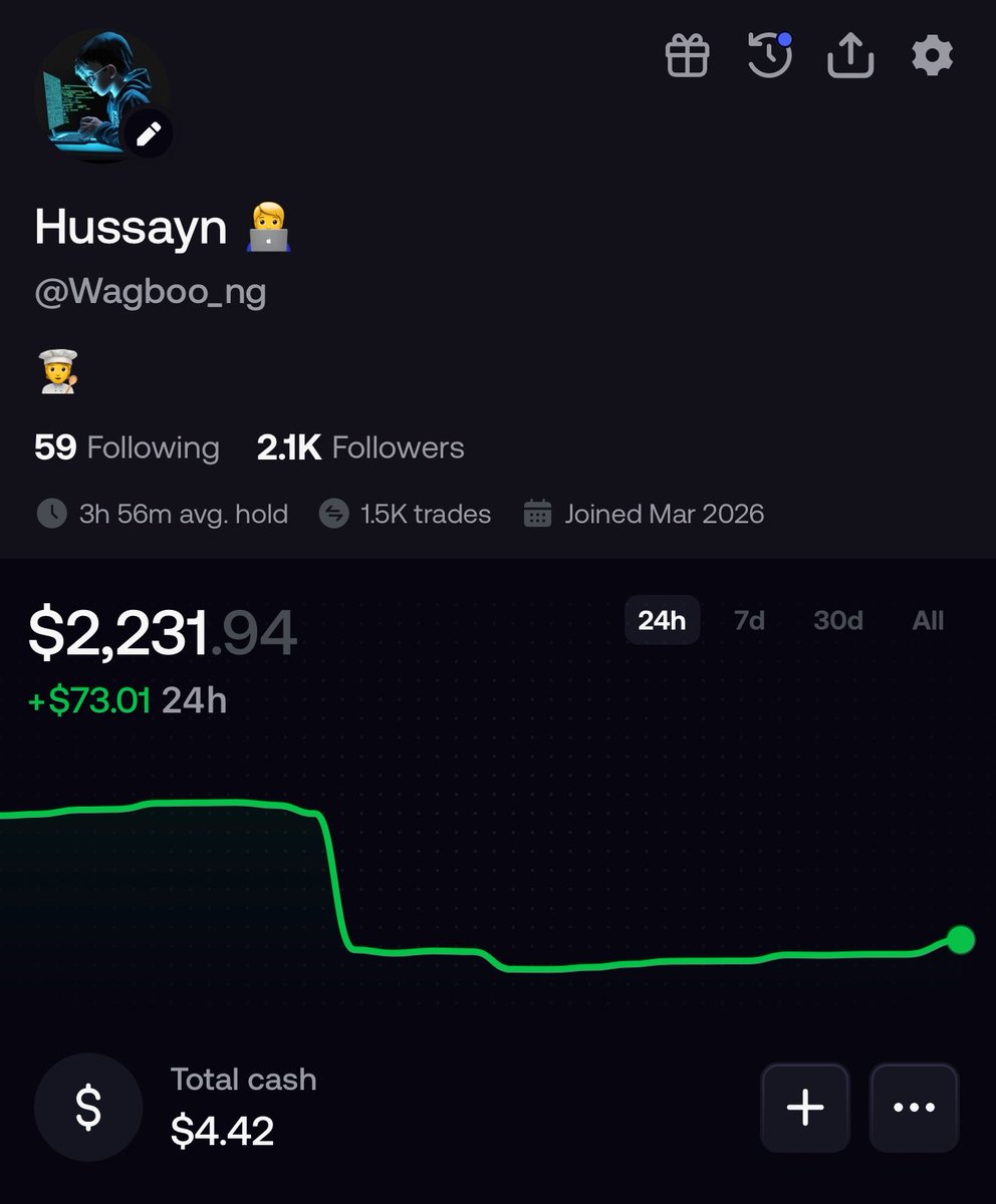 Wagboo_ng's tweet photo. $60-$2.2k in 10hrs.

Up from here

🫶🏻🧑‍🍳 https://t.co/2GC4zPU3gb