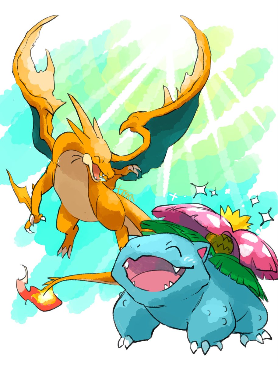 tosa_f's tweet photo. ぽかぽかのリザバナ
/Venusaur &amp; Mega Charizard Y https://t.co/tjaCptzx9t