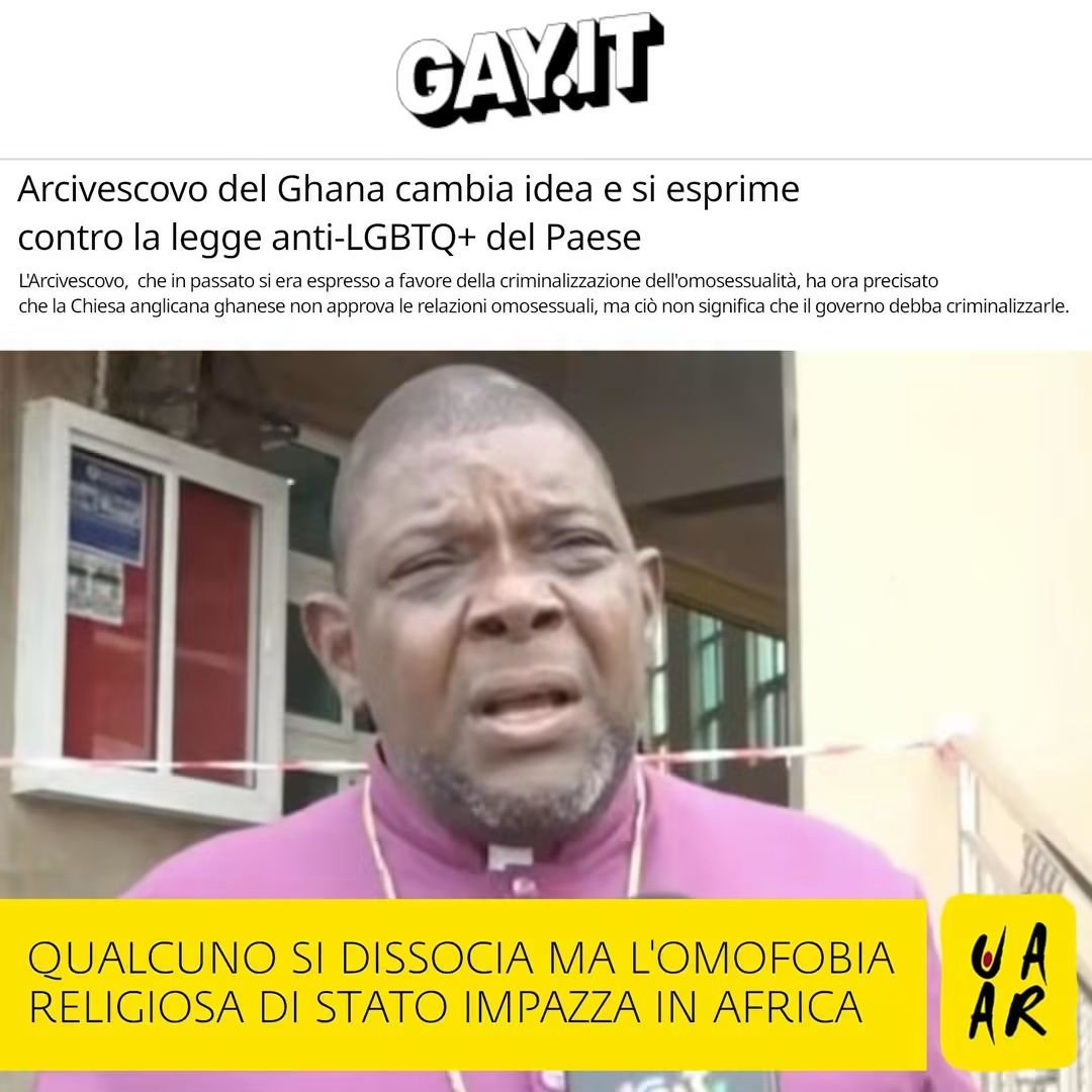 salerno_uaar's tweet photo. Anche il Ghana sta per introdurre una legge che criminalizza l’omosessualità.
In questi ultimi anni in Africa si assiste a una stretta omofoba su pressione di gruppi cristiani e musulmani
👇🏻
https://t.co/eh0jOncu9h
.
Valori e obiettivi UAAR
👇🏻
https://t.co/JUnx2OSOvu https://t.co/pk1UkXAjTf