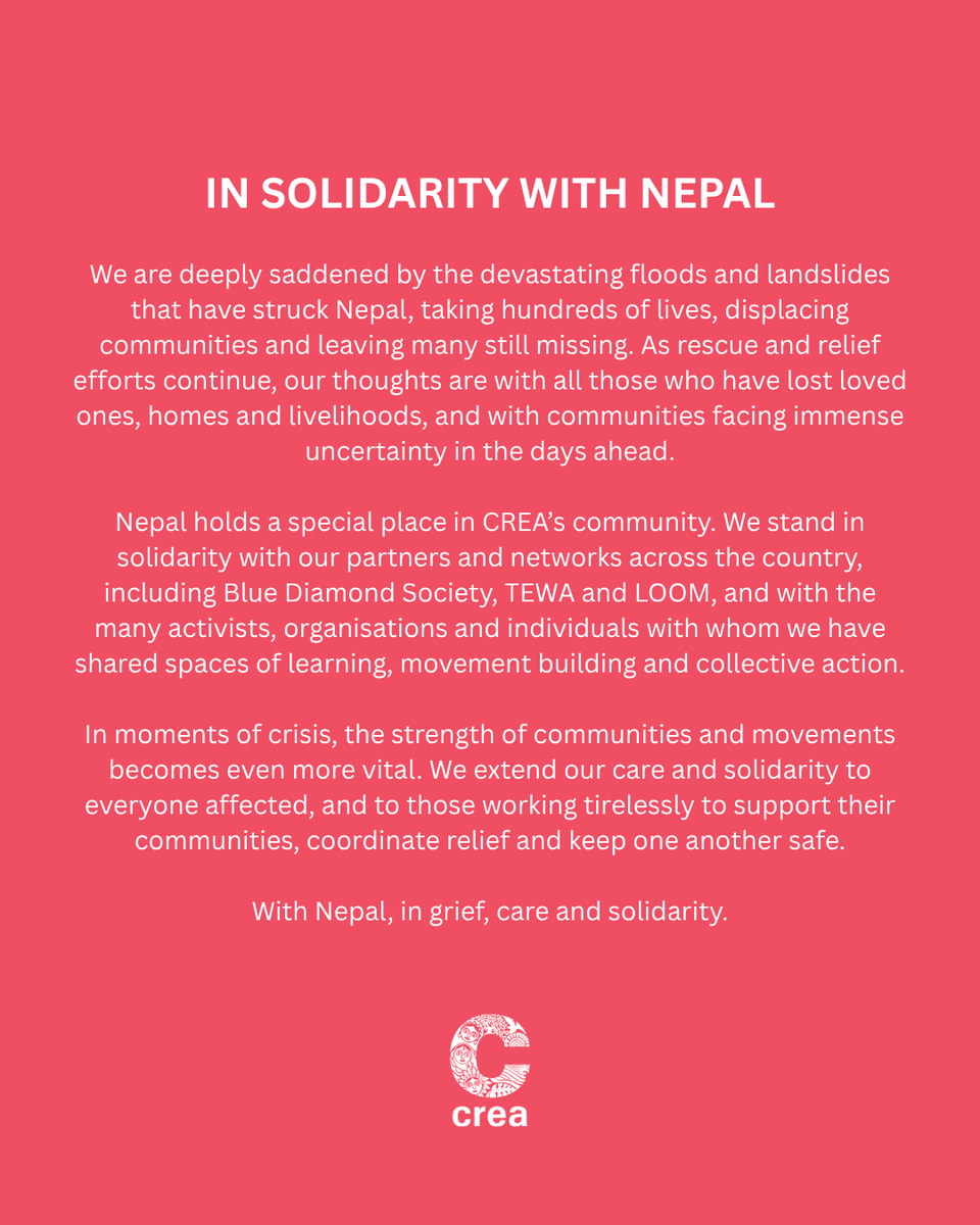 ThinkCREA's tweet photo. We extend our care and solidarity to everyone affected, as well as to those working tirelessly to support their communities, coordinate relief, and keep one another safe.

With Nepal, in grief, care and solidarity. https://t.co/b2NNq223Hw