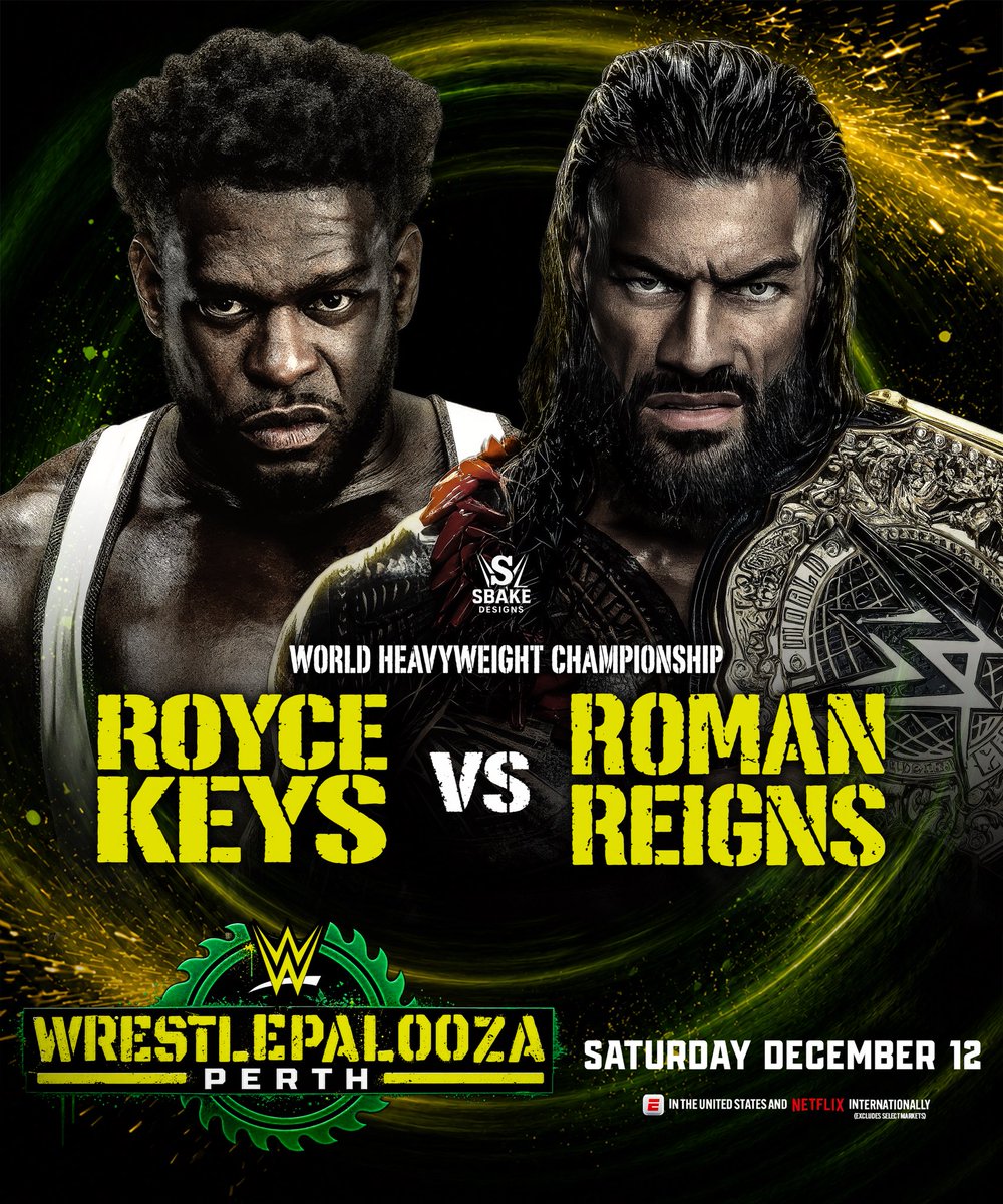 SbakeDesigns's tweet photo. Is WrestlePalooza: Perth where we will get Keys v. Reigns?

#WWE https://t.co/dGYvuTnIlM