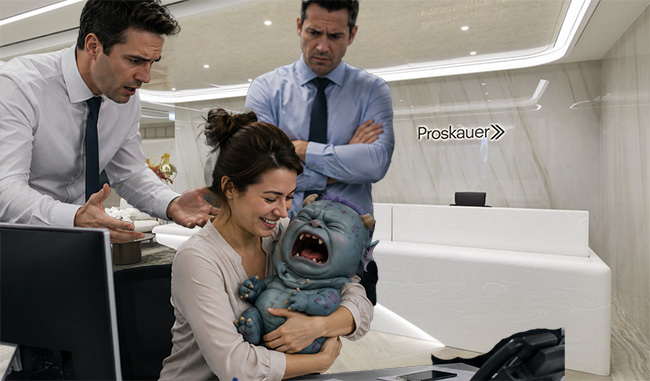 RollOnFridayWeb's tweet photo. Proskauer associates in London upset at US firm's 'cheap' maternity pay policy https://t.co/tx19ttsG42 https://t.co/dqvSVwlXcn