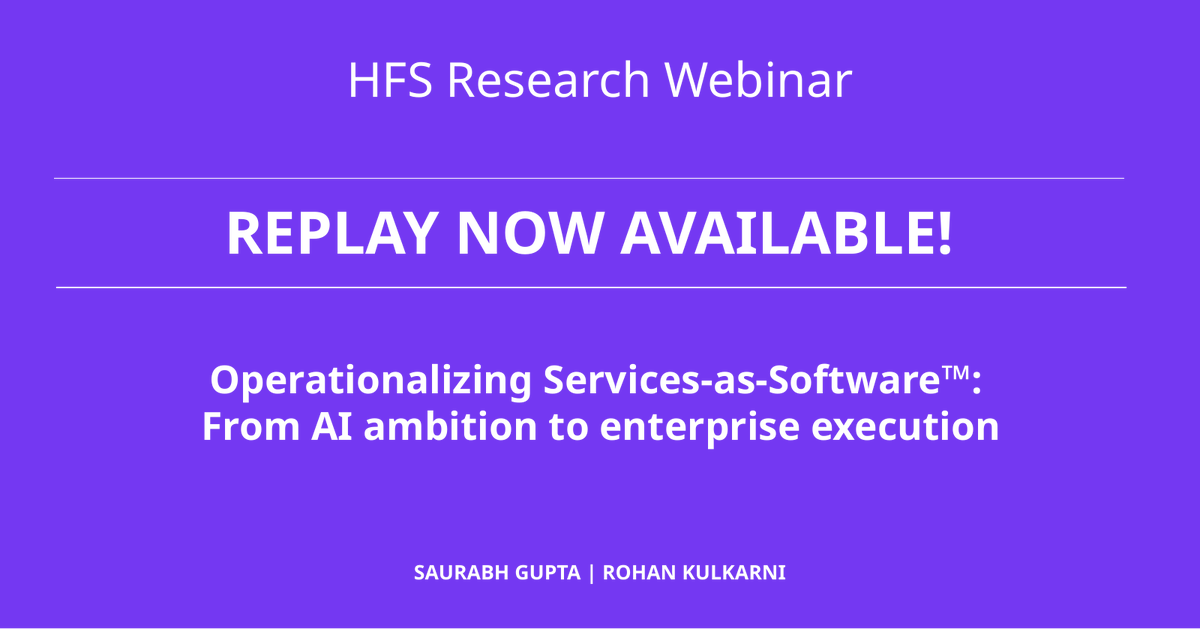 HFSResearch's tweet photo. Missed the live webinar? Watch the replay for the five-step roadmap and why technology may not be the biggest obstacle. The operating model is. 
https://t.co/yeAoWyFl0e

#ServicesAsSoftware #EnterpriseAI #Pharma #Manufacturing https://t.co/RPfYy1px5k