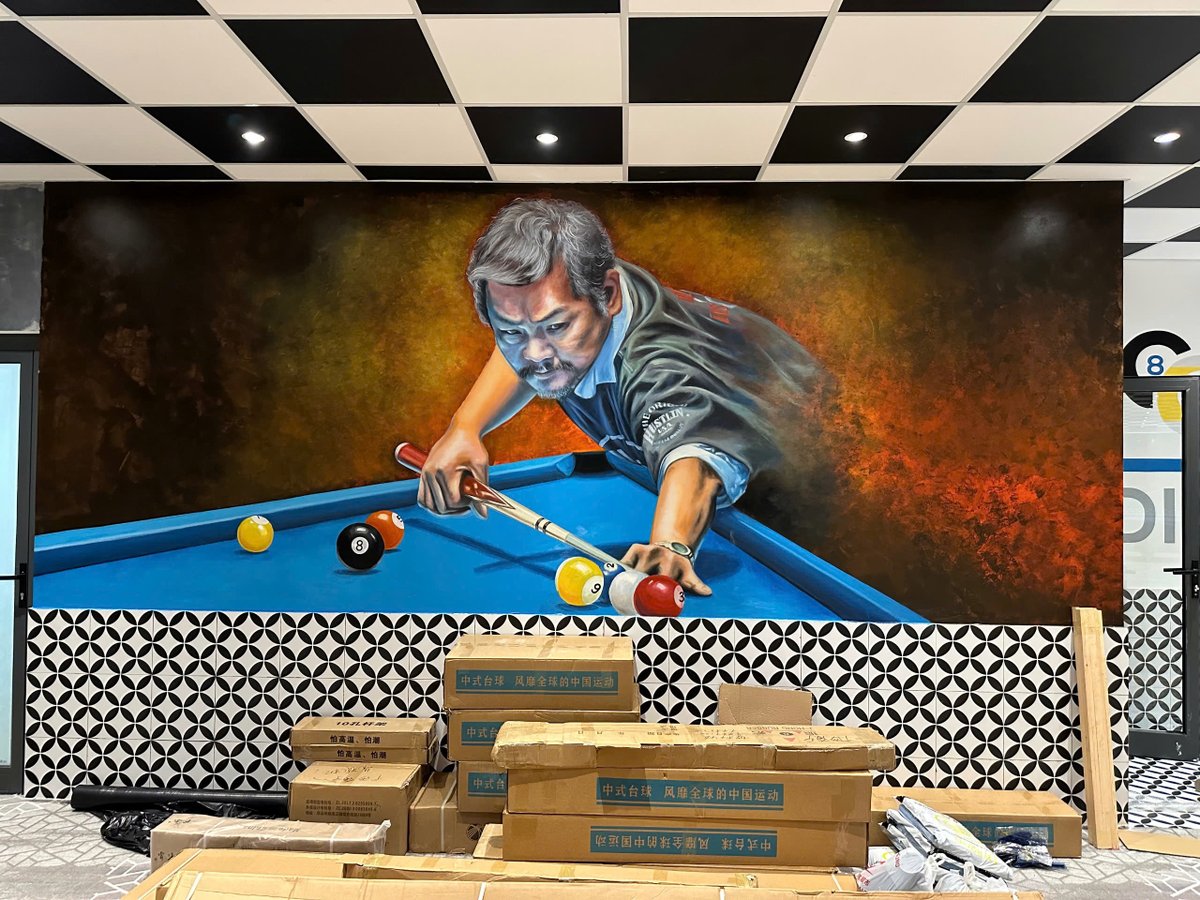 ArtbySeen's tweet photo. Wall murals made for a billiards club.
#BilliardsMural #PoolHallArt #WallPainting #ClubDesign https://t.co/k3bE2RUxyW
