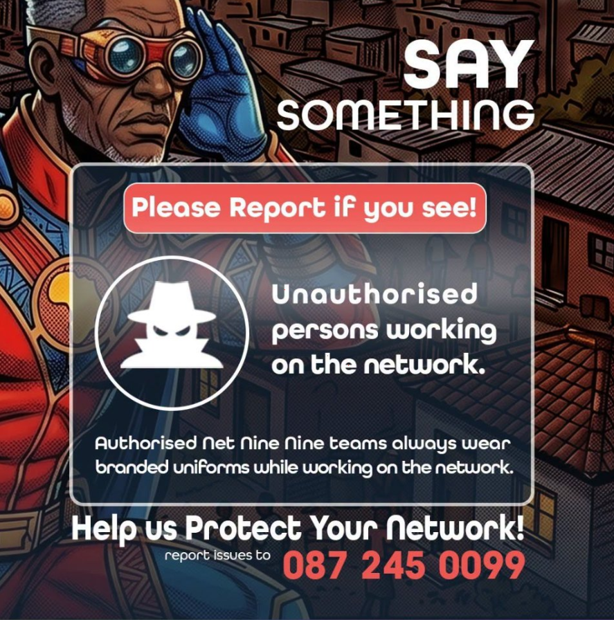 NetNineNine's tweet photo. 🚨SAY SOMETHING. HELP US PROTECT YOUR NETWORK!🚨
See something wrong with our network infrastructure? Tell us! Your report helps us act quickly and keep you and your community connected.
#Net99
#BeAHero
#StayConnected https://t.co/5cCU3rg2vK