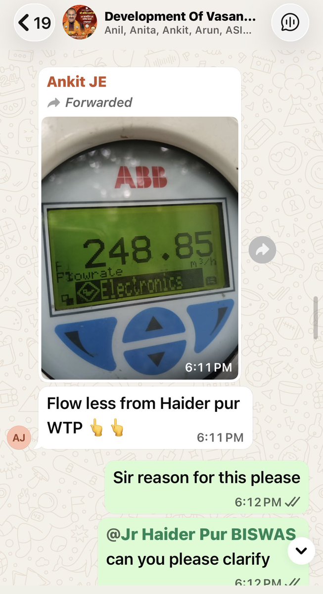 vivek2612's tweet photo. @LtGovDelhi @gupta_rekha @p_sahibsingh @BagaiDr 
Every Day Vasant Vihar residents are facing water supply disruption from Haiderpur. I am posting the picture of flow meter and message posted by DJB staff. Please help us resolve this everyday disruption https://t.co/VxJNvrdBBY