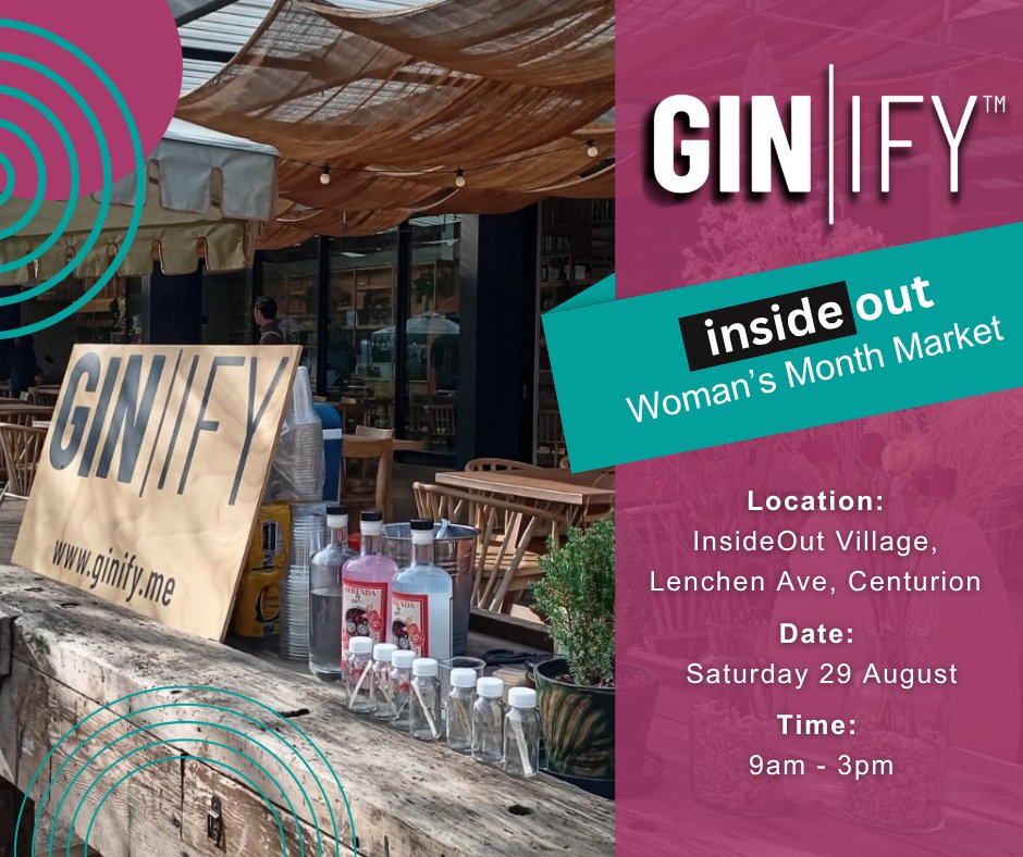Ginify_Me's tweet photo. We’re getting ready for another great day at InsideOut Village, and Ginify will be there with plenty of flavour to discover.

📅 Tomorrow, 29 August
🕘 09:00–15:00
📍 InsideOut Village, Lenchen Ave, Centurion
Come say hello and make Ginify part of your Saturday! 🍸
#GinifyMe https://t.co/ICA0iBpYDz