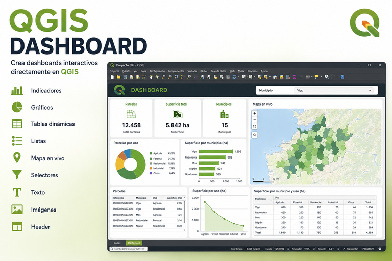 MappingGIS's tweet photo. 🚨 ¿Y si QGIS pudiera hacer mucho más que mapas?

📊 QGIS Dashboard lleva el concepto de Business Intelligence (BI) al mundo GIS.

Ahora puedes crear dashboards en QGIS, combinando:

🗺️ Mapas
📈 Gráficos
🔢 Indicadores
📋 Tablas
🎛️ Filtros
🔎 Análisis

https://t.co/EqxCbm4hQ4 https://t.co/2jAr8zbSWw