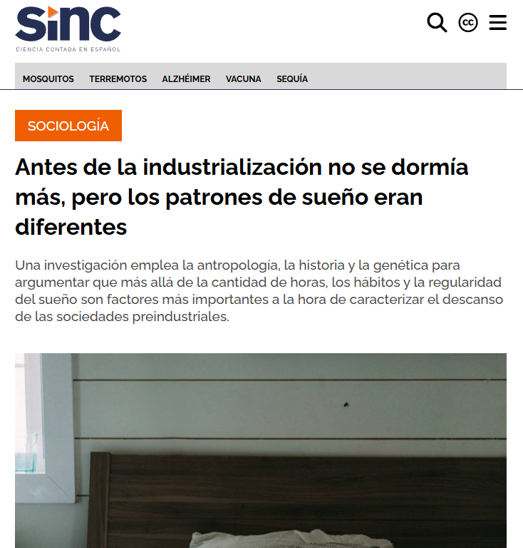 AzaresyC's tweet photo. Una revisión de evidencias antropológicas, históricas y genéticas cuestiona que las sociedades preindustriales durmieran mucho más. 

Los grupos contemporáneos estudiados sin iluminación eléctrica registran entre 6,4 y 7,1 horas, pero mantienen horarios más regulares https://t.co/t7zGZyWDg7