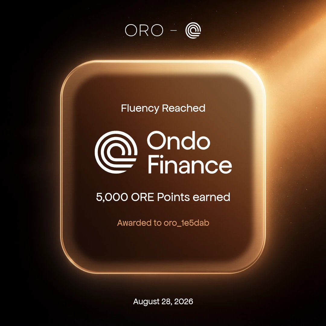 rdxraysul7010's tweet photo. Just won 5,000 ORE points. That easy.
Learned how @Ondo actually works and used @Ask_ORO to do it.
Last chance to stack points before TGE.
Go see for yourself: https://t.co/4Z1AFDq1qX https://t.co/R8wEBwdabF