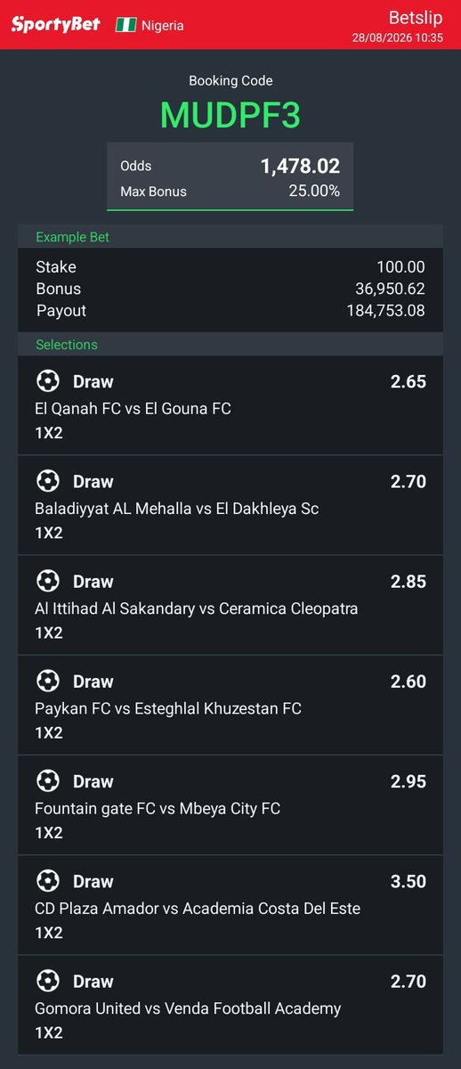 Pocase_001's tweet photo. Sportybet  -  MUDPF3

Bet9ja         -  5PCRFTN

Locked in picks 🔒 Let’s cash out 💰
Some millions 🔥🔥🔥 

#sportybetcode #bet9jacode #sportybet https://t.co/VFj7WP3ZRz