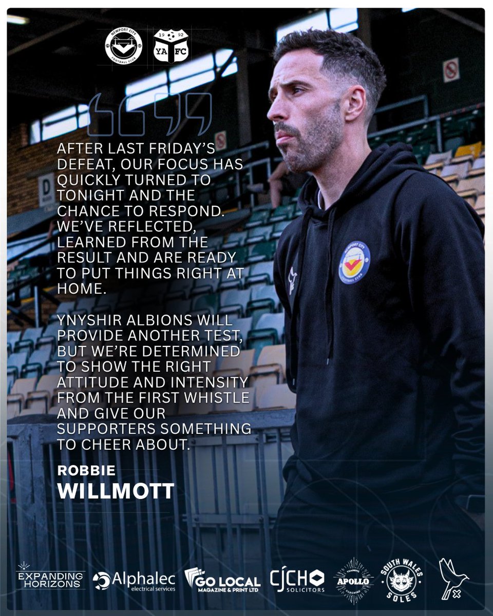 NewportCity_FC's tweet photo. 🗣️Following last Friday’s defeat, the focus has quickly switched to tonight as we look to respond and put things right on home soil.

🆚 Ynyshir Albions
🏠 Home
💪 Time to react.

#UpTheCity https://t.co/LhXCRgbewv