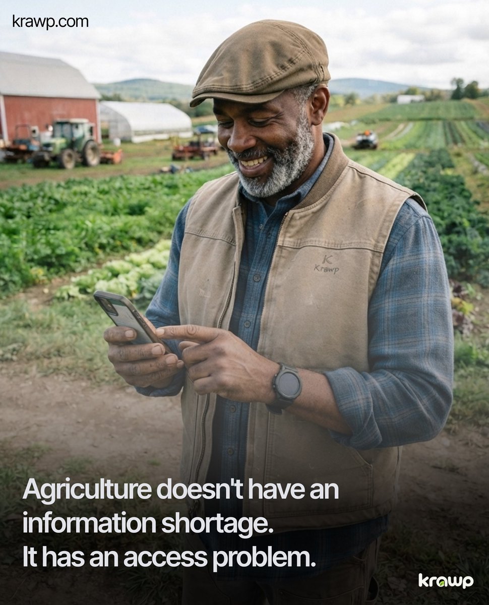 krawpai's tweet photo. The right knowledge can exist somewhere and still fail to reach a farmer when a decision needs to be made.

Krawp is building technology to close that gap. Starting with a phone. Starting with the farmer. https://t.co/xHIXZzOLWg
