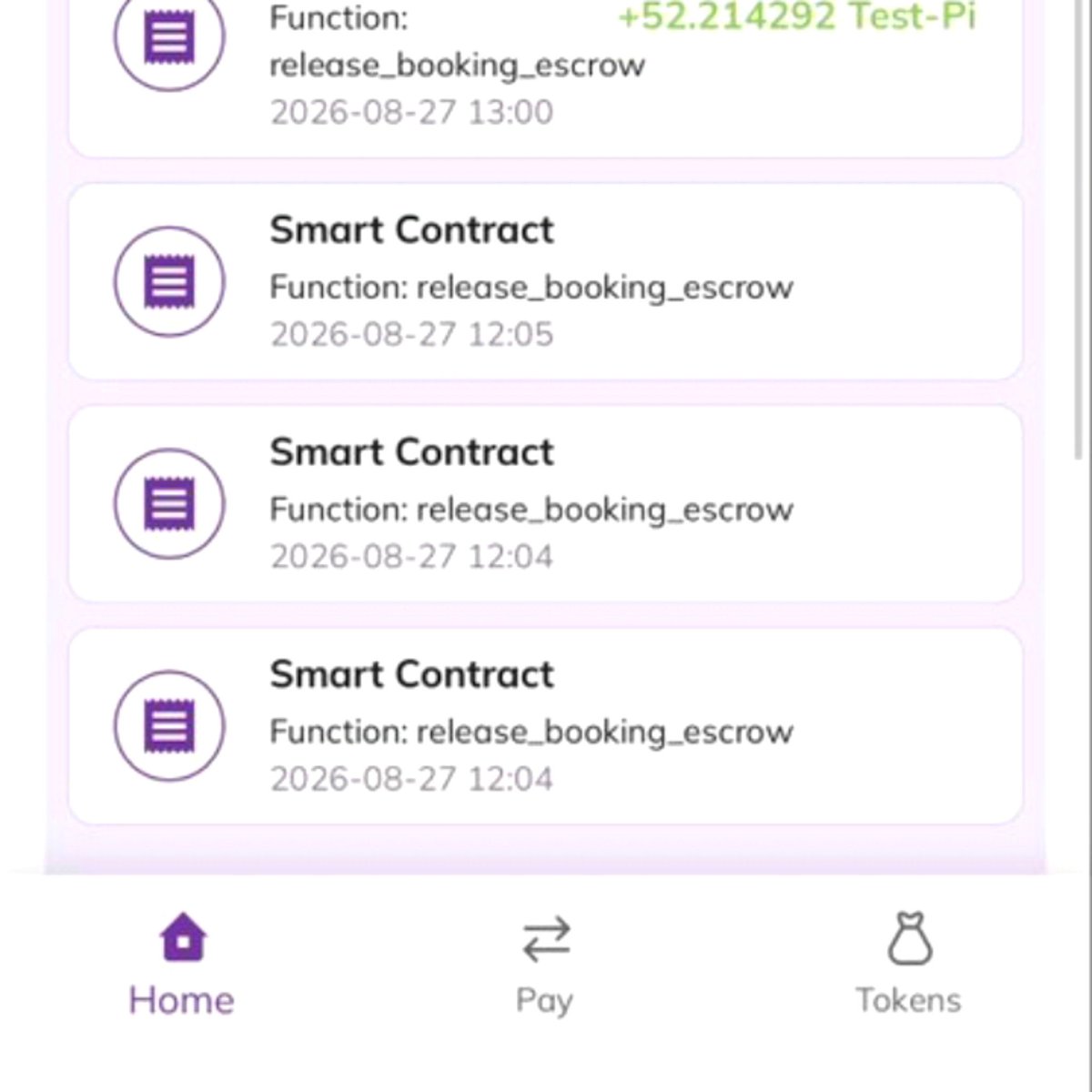 PiNetworkAlerts's tweet photo. 🚨 #PIONEERS , SOMETHING BIG IS STARTING TO SHOW UP INSIDE $PI WALLET… 👀💜 
Smart contract activity is now visible directly in the Pi Wallet interface. 🔥⛓️

And this is the part that caught everyone’s attention: 
🔹 Function: server_auto_release 🔹 Amount: +56.25 Test-Pi 🔹 Timestamp: August 27, 2026 — 13:00 🔹 Contract execution: Visible inside the wallet 
Why does this matter? 
Because we’re no longer just talking about smart contracts in theory…

We’re seeing contract activity reflected at the wallet level. 👀 
If this infrastructure continues moving toward Mainnet, it could become the foundation for: 
💱 DEX — decentralized trading & liquidity 🚀 Launchpad - new token ecosystems 🤖 dApps — real on-chain utility ⛓️ Automated payments — smart-contract-driven transactions 
And then there’s Protocol 27, currently scheduled for Mainnet on September 15, 2026. 
The interesting question isn’t “Are smart contracts coming?” 
It’s… 
How much of the infrastructure is already being prepared behind the scenes? 🧠🔥

The pieces are starting to connect. 
Could Pi’s biggest transformation be closer than we think? 👀💜 
#PiNetwork #Pi #SmartContracts #Protocol27 #Blockchain #Web3 #Crypto #PiCoreTeam