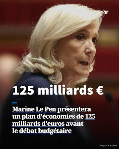 grm_off's tweet photo. Marine Le Pen essaie de compenser le départ de sa caution libérale avec 125 milliards d’économies.

Ne soyez pas dupe.

En octobre 2025, le RN promettait déjà 100 milliards d’économies à horizon 5 ans. Marine Le Pen en annonce aujourd’hui 125 milliards. Un "détail".

C'est évidemment opération de communication destinée à faire avaler le départ de François Durvye au patronat.

Toute la ligne économique de Marine Le Pen consiste depuis des années �� protéger l’État social français, multiplier les promesses catégorielles, revenir sur certaines réformes et repousser les arbitrages douloureux.

Et surtout, même 125 milliards restent très en dessous du problème.

La France dépense environ 57% de son PIB en dépenses publiques, contre environ 50,5% en Allemagne. L’écart représente près de 200 milliards d’euros par an à PIB actuel.

image @Le_Figaro